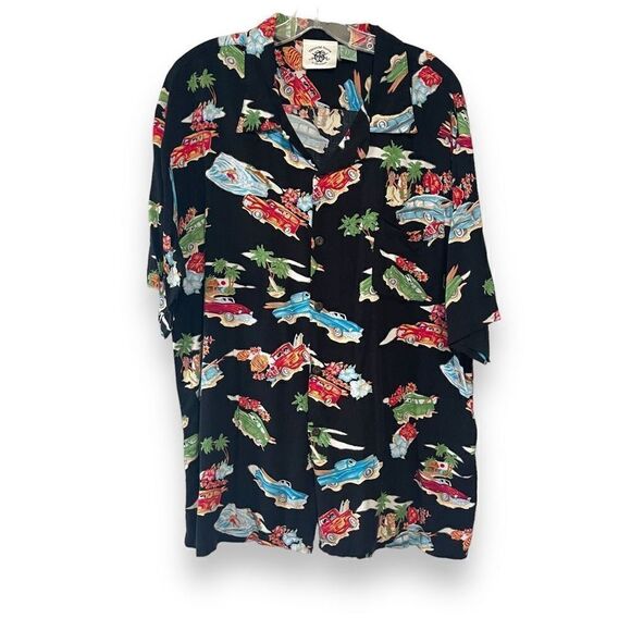 Treasure Island Men's Hawaiian Short Sleeve Button-Down Shirt  Black XL - Picture 1 of 10